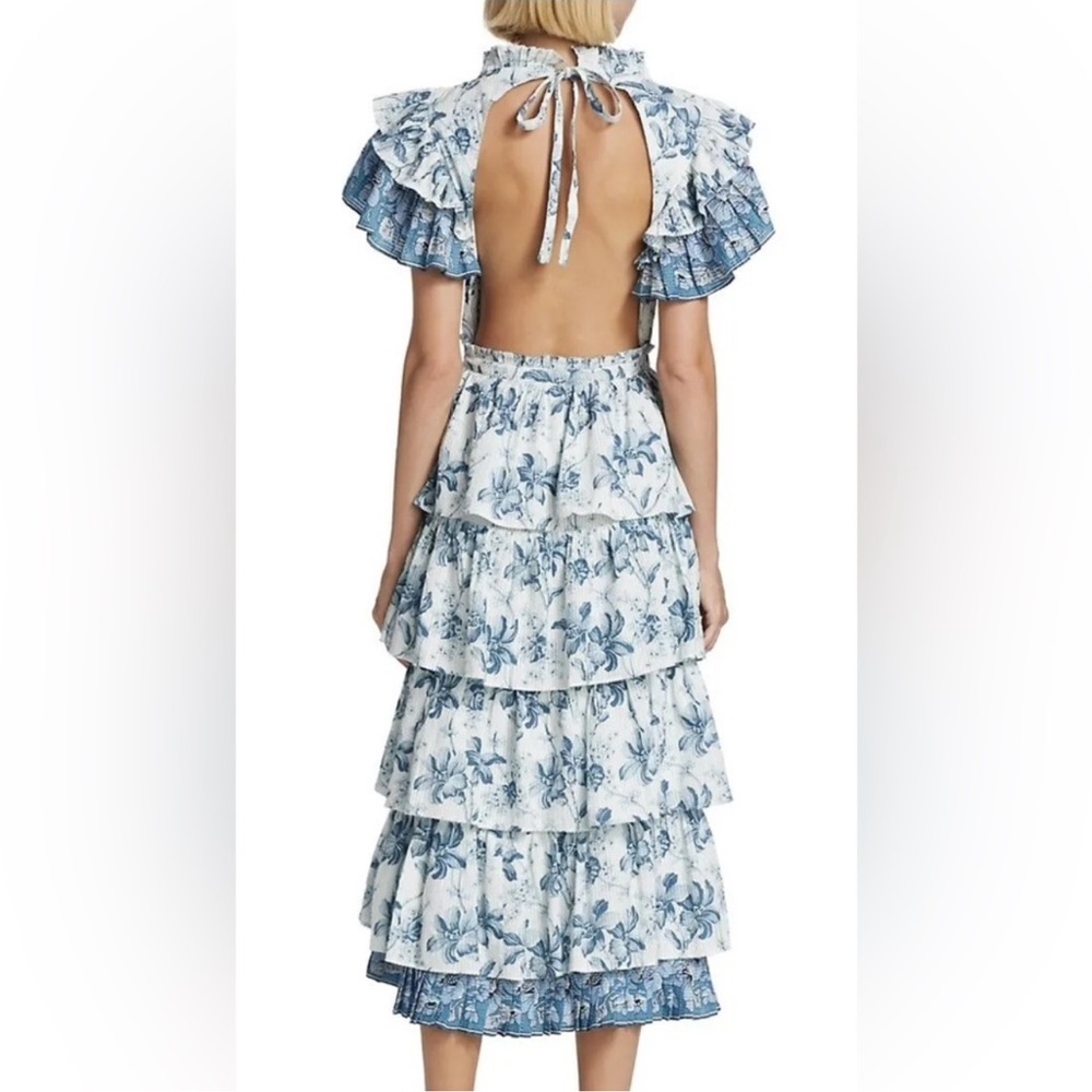 Love The Label Lucia Tiered Open-Back Midi-Dress NEW! SZM msrp $425 - Picture 2 of 11